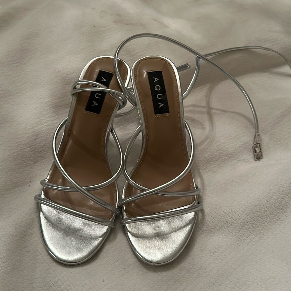 AQUA silver heels.